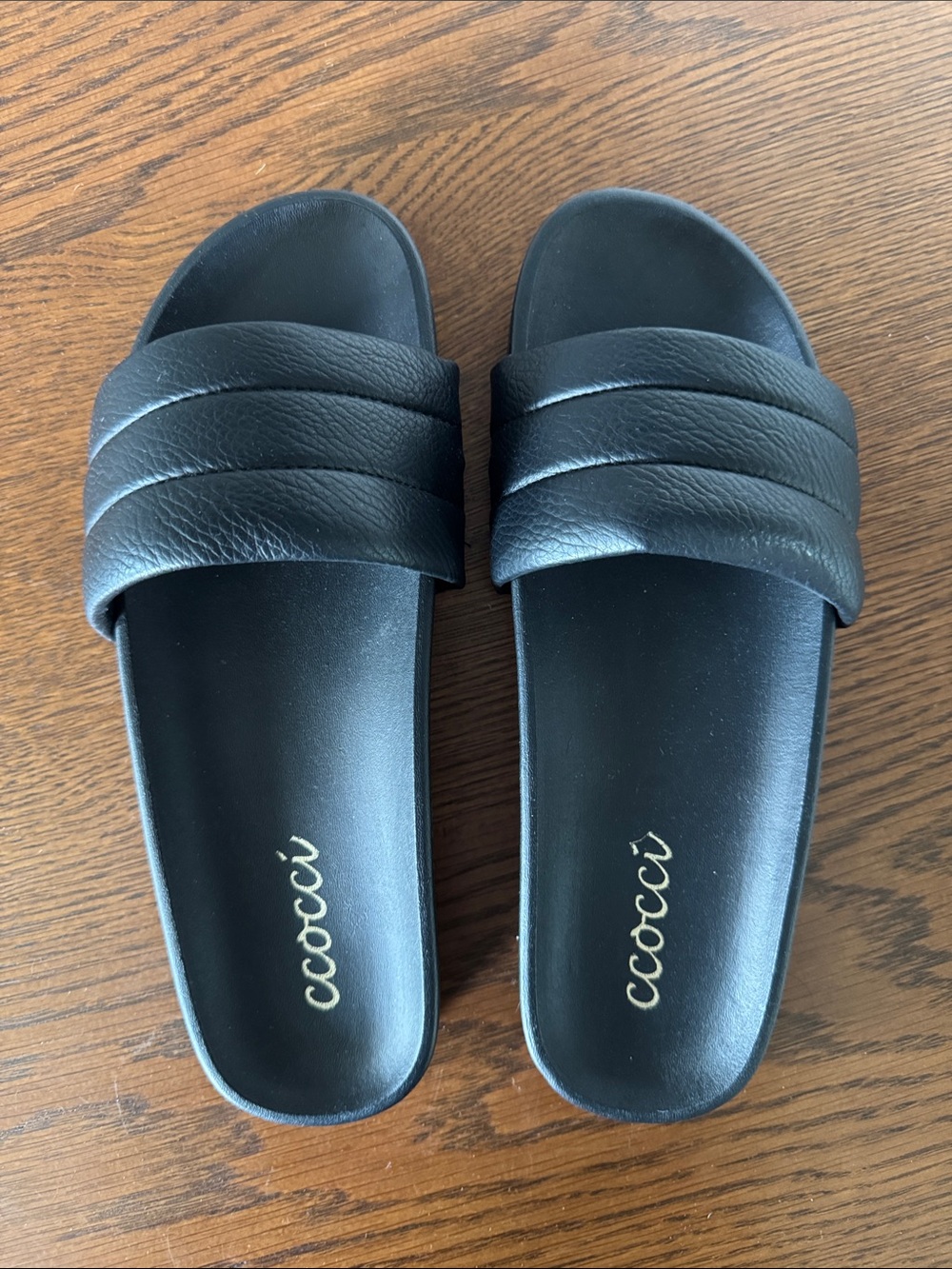CCOCCI Black Padded Strap Slide Sandals - Picture 2 of 5